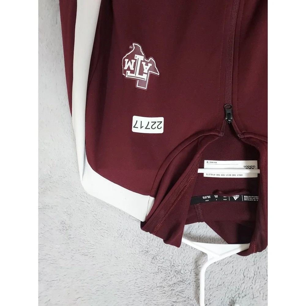 Texas AM Aggies  Jacket Mens 3XL Adidas NCAA Full Zip Hoodie Maroon White Logo